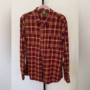 Plaid Long Sleeve Shirt in Maroon and Yellow